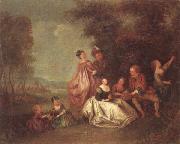unknow artist An elegant company dancing and resting in a woodland clearing oil painting on canvas